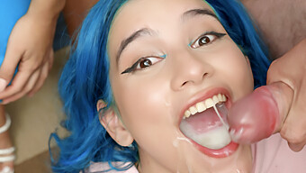 Min Galilea, A Stunning Latina Teen, Takes On A Massive Cumshot In This Mouthful Bukkake Scene