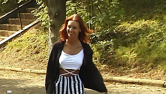 A Redheaded Teen Displays Her Latest Lingerie Collection Outdoors And Concludes With A Satisfying Climax.