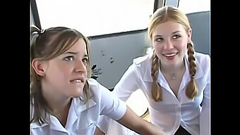 Two Teenage Girls Engage In Oral And Vaginal Sex On A School Bus In High Definition