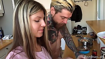 Young Blonde Amateur Couples Enjoy Cooking And Sex At Home