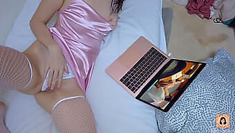 Adorable Young Woman Experiences Orgasm From Viewing Erotic Material