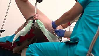 A Mature Woman Showcases Her Intimate Areas While Reclining On A Doctor'S Examination Table